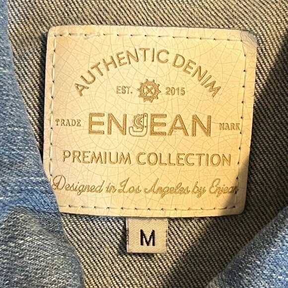 En Jean Distressed Trucker Jean Jacket Y2K School Grunge Retro Durable M - Picture 5 of 6